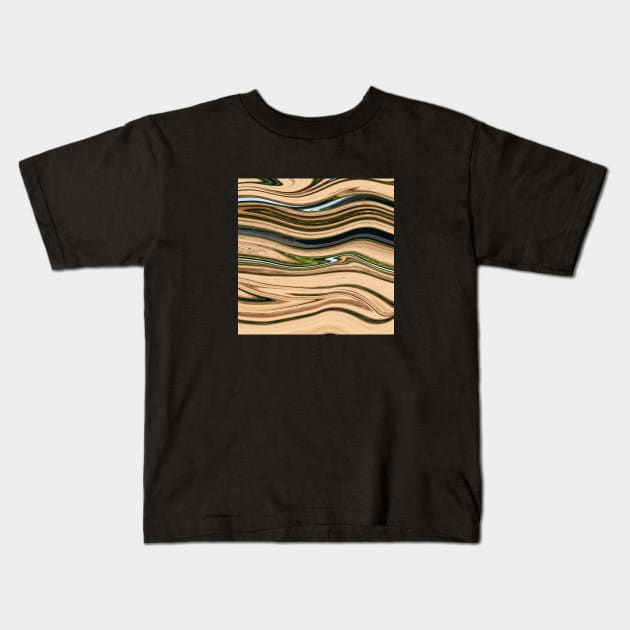 Paige Marble Liquid Waves colors grading pattern Kids T-Shirt by Dolta